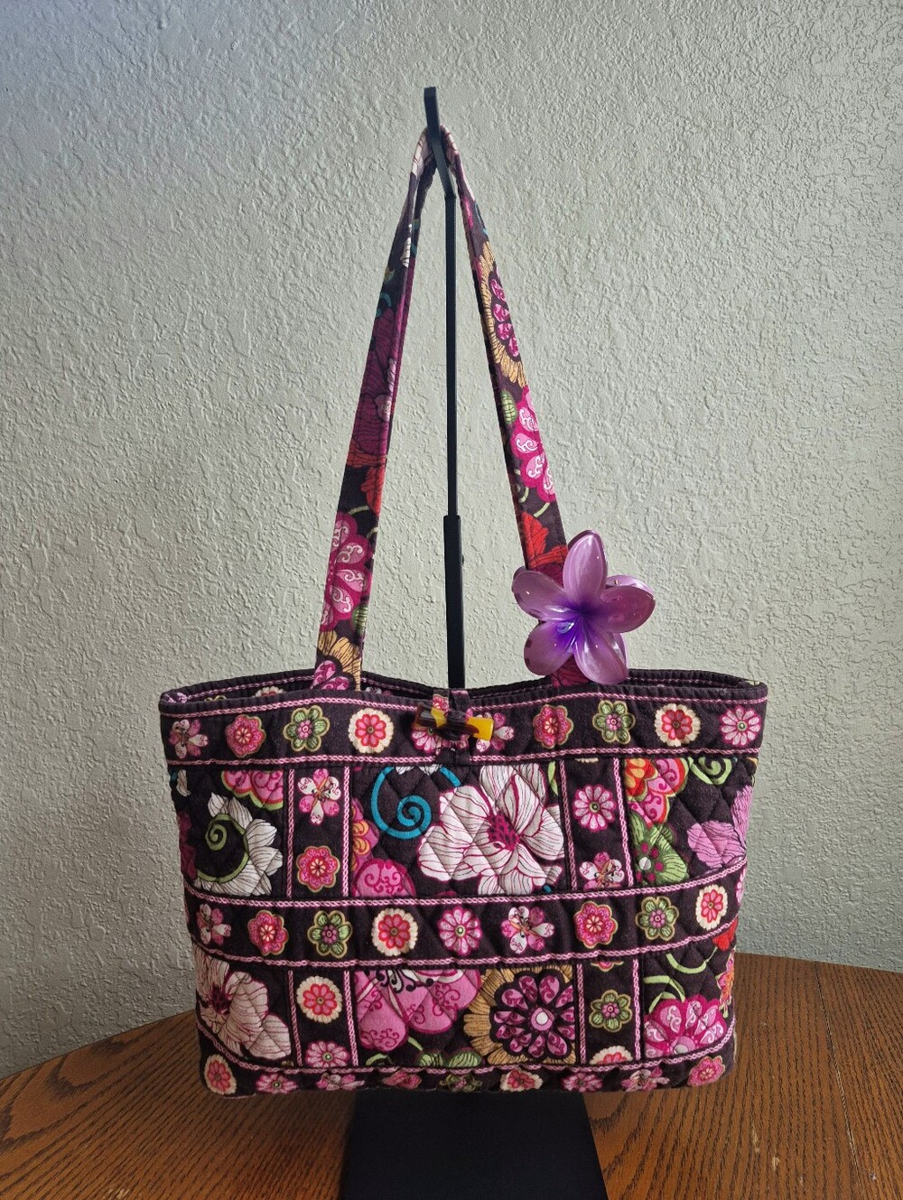 Vera Bradley Mod Floral Pink Tic Tac Tote Shoulder Bag - Picture 3 of 7